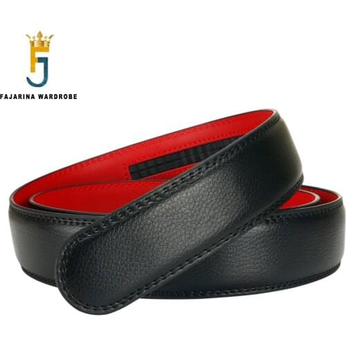 FAJARINA Quality the 2nd Layer Genuine Leather Men Automatic Ratchet Styles 3.5cm Back Red Colour Belts without Buckle N17FJ1067