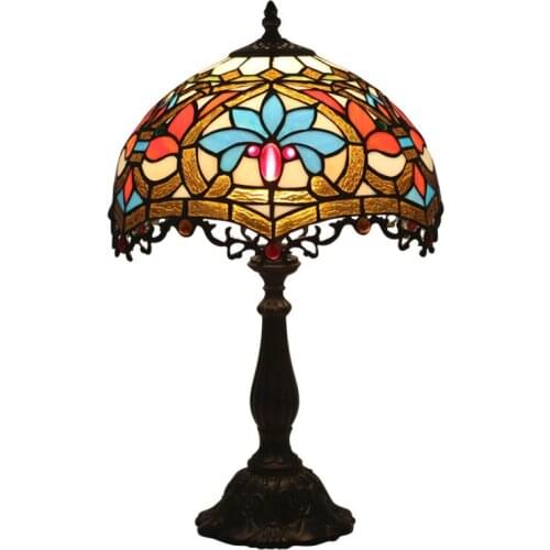 Tiffany European Luxury Bedroom Bedside Lamp Bar Cafe Hotel Villa Table Lamp E27 AC110V 220V