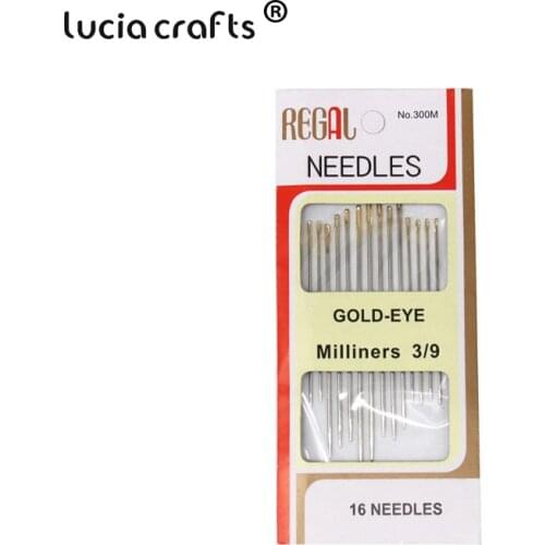SALE!Lucia crafts 16pcs 3.8-5.3cm Gold Tail hand Sewing Needle Paper Box Package for Sewing DIY Hand Stitch Assorted tools J0126