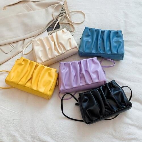 Chic Clouds Shaped Handbag Coin Purse 2020 New Wild Pleated Wrinkled Texture Shoulder Bag Solid Crossbody Bag