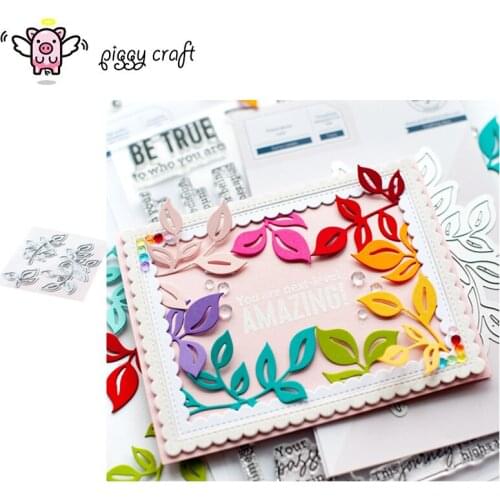 Piggy Craft metal cutting dies cut die mold 3Pcs Leaves leaf strips Scrapbook paper craft knife mould blade punch stencils dies