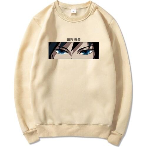 Anime Demon Slayer Sweatshirt Giyu Tomioka Water Hashira Eyes Harajuku Hoodies Men Women Cartoon Costume Hip Hop Pullover Tops
