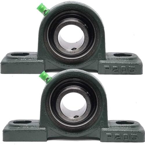 UCP205-16 Pillow Block Mounted Ball Bearing - 1 Inch Bore - Solid Cast Iron Base - Self Aligning (2 Pack)