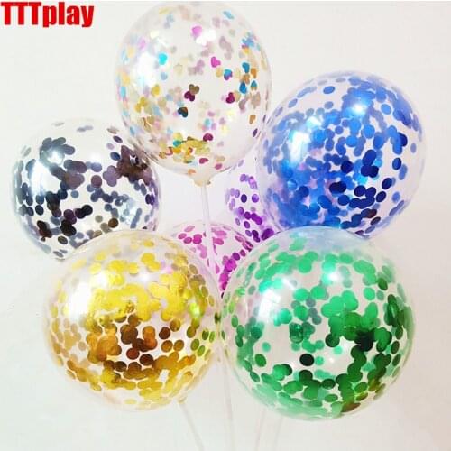 5pcs Gold Silver Confetti Balloons Happy Birthday Party Inflatable Helium Latex Balloon for Wedding Birthday Party Decorations