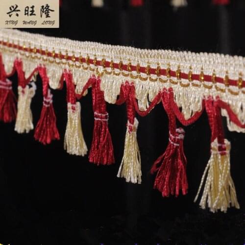 XWL 12M/lot Cheap Curtain Lace Trim Tassel Fringe Edge Decor DIY Sewing Sofa Stage Decorative Lace Ribbon Curtain Accessories