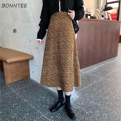 Skirts Women 2021 Fall Trendy Chic Floral Retro High Waist A-line Faldas Mujer Soft Korean All-match Casual Femme Clothes new
