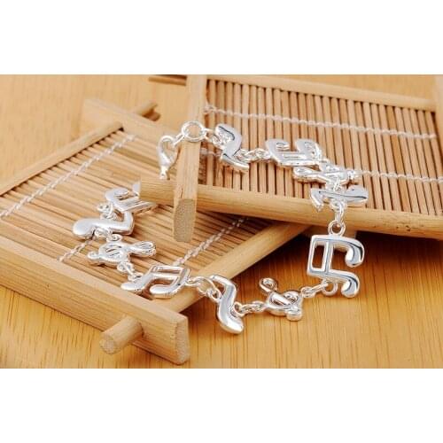 Hot Pretty fashion Music note 925 sterling silver Bracelets for woman fine Luxury fine jewelry Wedding party Holiday gifts