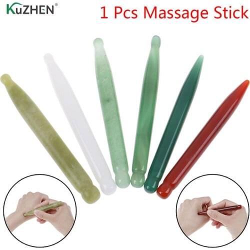 1pc Natural Jade Gua Sha Scraping Face Massage Wand for Acupuncture Therapy Stick Point Guasha Faical Massage Treatment 6 Colors
