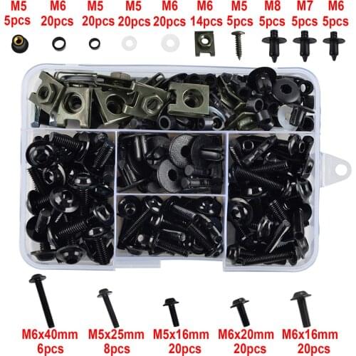 195pcs Motorcycle Screws Fairing Bolt Nuts Body Screws Nuts Screws For Bmw Suzuki GSXR 600 750 1000 Yamaha MT03 MT09 FZ1 FZ6