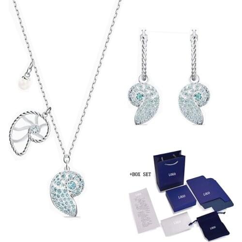 2021Fashion SWA New SHELLNAUTILUS White Gold Conch Necklace Earrings Exquisite Set For Ladies High-End Luxury Jewelry Gifts