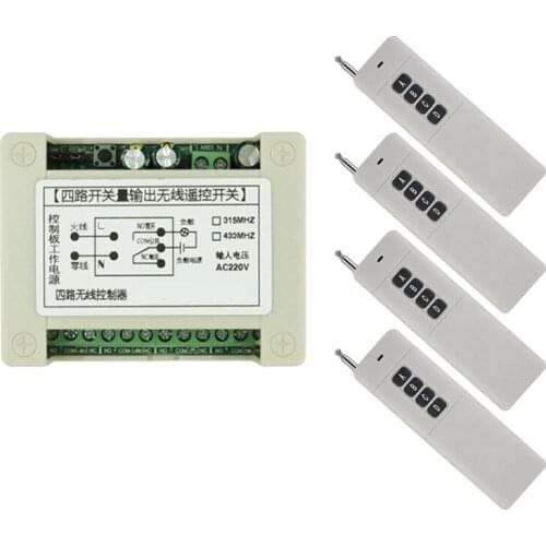 3000m Wide Range High Power 10A Relay AC 220V 4 CH 4CH Wireless RF Remote Control Switch Transmitter & Receiver,315 / 433 MHz