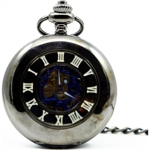 5pcs/lot Vintage&Antique Skeleton Mechanical Pocket Watch Roman Number for Man Exquisite Pocket Watches PJX1263