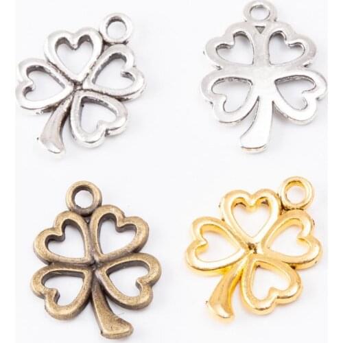 50pcs 21*16MM Antique silver color flower Four Leaf Clover charms pendants for bracelet earring necklace diy jewelry making