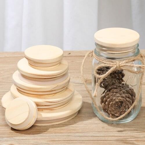 52-130mm Reusable Natural Wooden Home Kitchen Organization Bottle Sealing Caps Canning Storage Mason Jar Lid Wide Mouth Cover