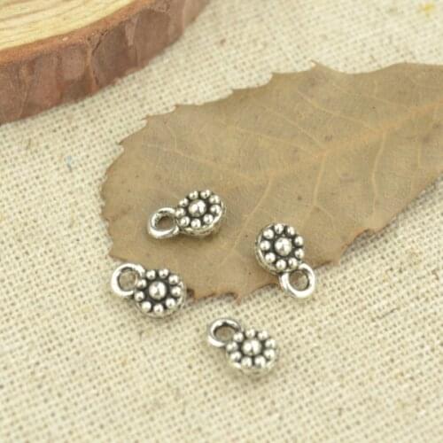 75 Pcs 9*5 mm Antique Silver color Tone flower Charms DIY Jewelry Making Q1138