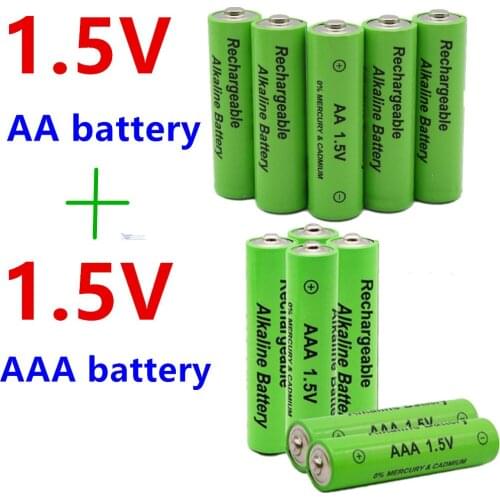 AA + AAA 100% New 1.5V AA AAA Alkaline Rechargeable Battery 2100-3000mAh Torch Watch Toys MP3 Player Replace Ni-MH Battery
