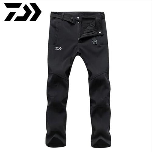 Daiwa Camping Hiking Pants Winter Men Outdoor Sport Trousers Waterproof Fleece Fishing Pants Trekking Mountain Climbing
