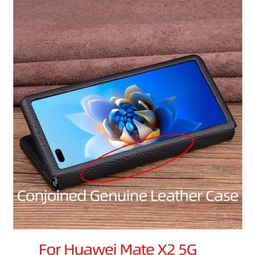 Conjoined Style Genuine Leather Case Flip Case for Huawei Mate X2 5G Caes for Huawei Mate X2 Case for Huawei MateX2 Case