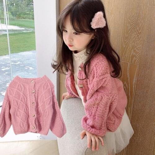 Spring Autumn Childrens Clothing Kid Cardigan Coat Girl Sweater Long Sleeve Tunic Loose Casual Baby Boys Knitting Vintage Top