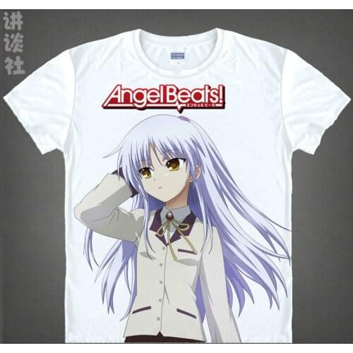 Coolprint Angel Beats T-Shirt Yuri Nakamura Shirt colorful T shirts Anime shirt Print Womens T-Shirts Anime cute white t-shirt