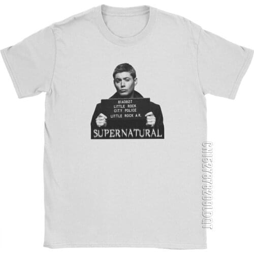 Dean Mugshot Tee Shirt Supernatural Spn Brothers T Shirt Men Plus Size Tops Funny T-Shirt Crewneck Cotton Graphic Print Clothes