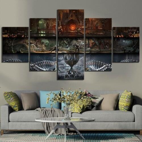 5 Piece Canvas Paintings Mortal Kombat 11 Video Game Poster Pictures Wall Art for Home Decor