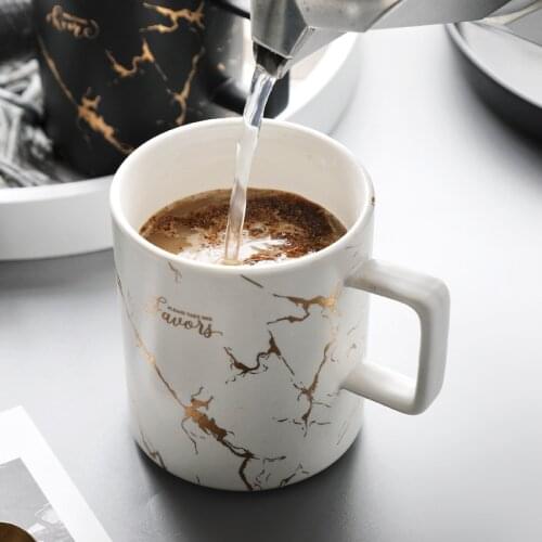 Nordic marble ceramic mug couple Cup home breakfast cup Milk Cup Coffee Cup European style small luxury