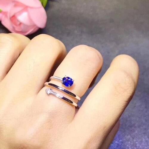 Natural real blue sapphire ring 925 sterling silver Fine handworked jewelry Finger rings