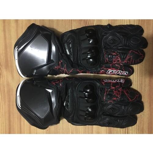 Moto gp Leather Long Gloves Racing Driving PRO Street Motorbike Black Red Gloves