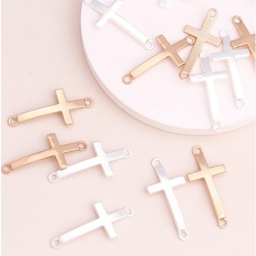 10pcs 35x16mm Connectors Beads Gold Silver Color Cross for Pendants DIY Necklaces Handmade Making Jewelry Finding