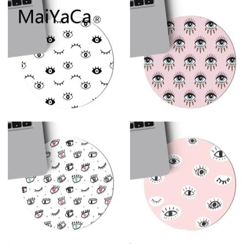 MaiYaca Anime Evil eyes pattern Computer Gaming round Mousemats Game Mouse Pad round mouse Mat Anti Slip gaming Mousepad 22x22cm