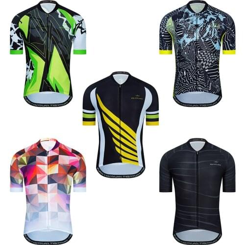 KEYIYUAN Men Black Cycling Jersey Triathlon Short Sleeve Clothing Mountain Bike Orange Sweatshirt MTB Abbigliamento Ciclismo