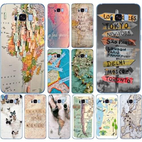 110DD World Map Travel Plans Clear Soft Silicone Cover Case for Samsung Galaxy S6 S7 edge S8 S9 S10 plus A70 A50 case