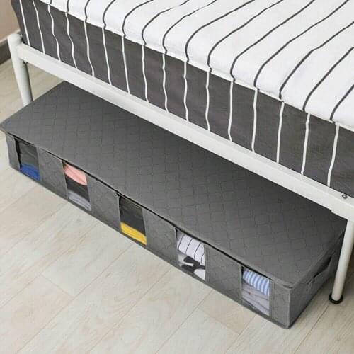Nonwoven Under Bed Storage Bag Quilt Blanket Clothes Storage Bin Box Divider Folding Closet Organizer Clothing Container Large