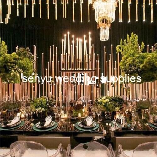 New Products 8 heads Tall Floor Standing gold mental Candelabra For Wedding Decoration senyu148