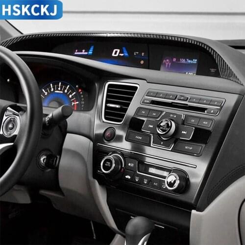 For Honda Civic 9 Coupe Sedan 2013 2014 2015 Carbon Fiber Dashboard Trim Cover Car Sticker Instrument Frame Interiors Decoration