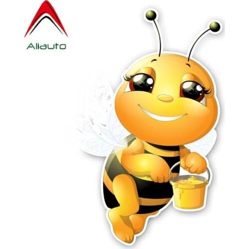 Aliauto Cartoon Reflective Car Sticker A Diligent Bee PVC Decal Interest Waterproof Sunscreen Anti-UV Cover Scratch,9.5cm*15cm