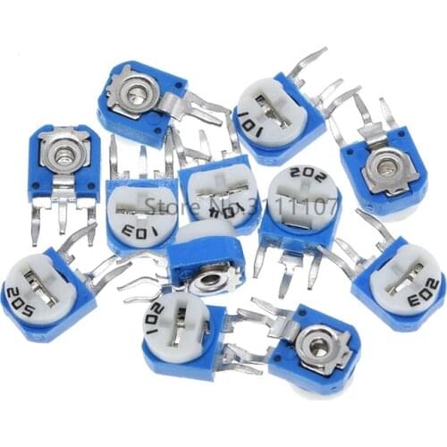 50PCS RM063 RM-063 100 200 500 1K 2K 5K 10K 20K 50K 100K 200K 500K 1M ohm Trimpot Trimmer Potentiometer variable resistor WH06-1
