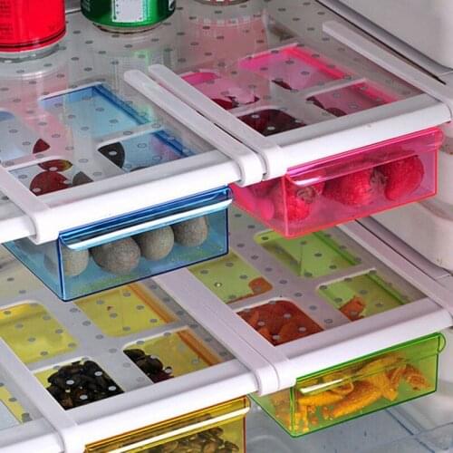 Adjustable Stretchable Refrigerator Organizer Drawer Baskets Refrigerator Pull-out Drawers Storage Racks Drawers Plastic Storage