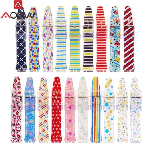 Transparent Jelly Strap for Swatch 16mm 17mm 19mm Men Women Colorful Printing PVC Replacement Bracelet Band Watch Accessories