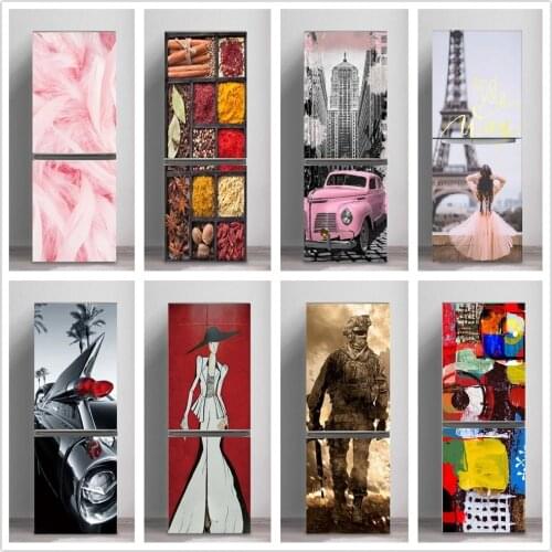 3D Self Adhesive Pink Girl View Wall Art Decal New Sticker For Home Fridge Door Decoration Renovation Wallpaper Print Picture