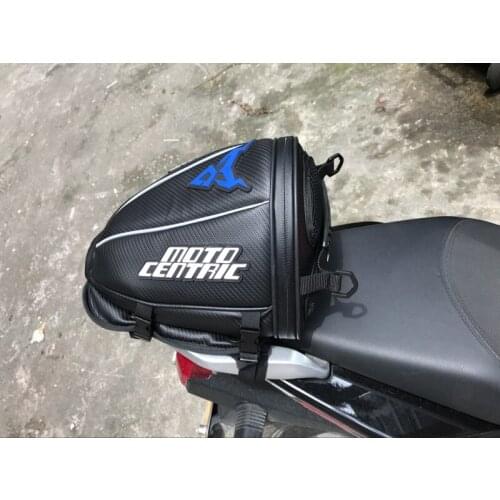 Carbon fiber Leather Back Seat Bag Waterproof Moto Motorcycle Tank Tool Tail Bag