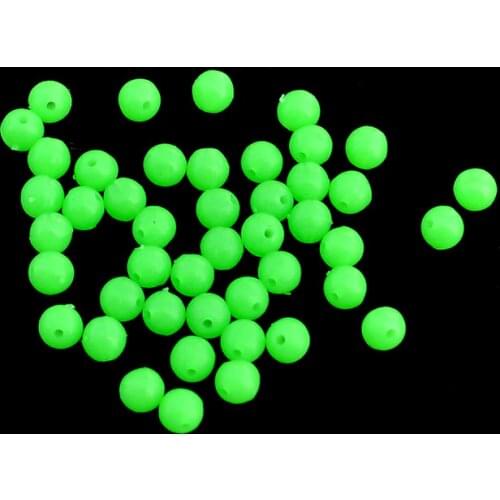 Luminous Fishing Beads 100pcs/lot Soft Rubber Floating Fluorescent Green Fishing Beads Diameter 4mm/5mm/6mm/7mm/8mm