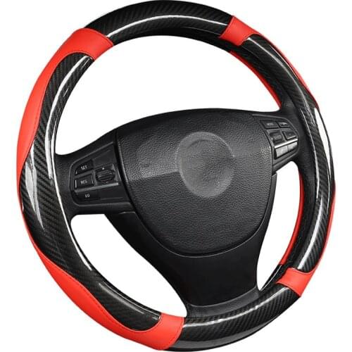 Carbon Fiber Car Steering Wheel Cover Suitable For M Size 37-38CM/14.5" -15" Universal Car Steering Wheel Cover Non-Slip Protect