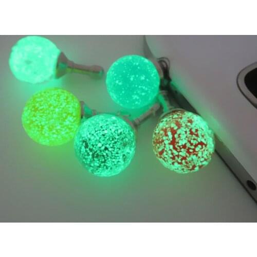 1PC Colurful Round Rhinestone Luminous Dust Plug Mobile Phone 3.5mm Earphone Jack Anti Dust Plug Universal Headphone Dust Cap