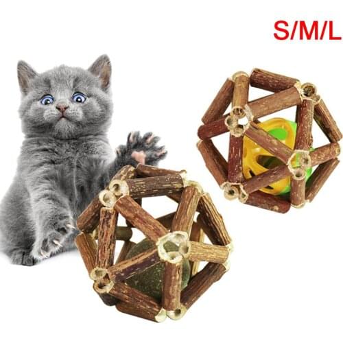 1PC Handmade Cat Toys Ball Kitten Organics Natural Matatabi Stick Catnip Bell Ball Silvervine Molar Funny Chew Toy Pet Supplies