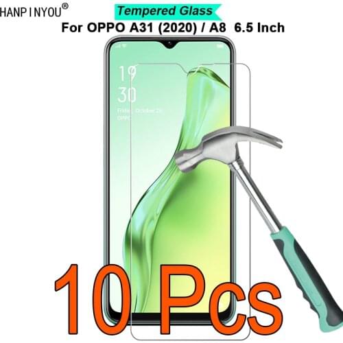 10 Pcs/Lot For OPPO A31 2020 / A8 6.5" Anti Shatter 9H Hardness 2.5D Ultra-thin Toughened Tempered Glass Film Screen Protector