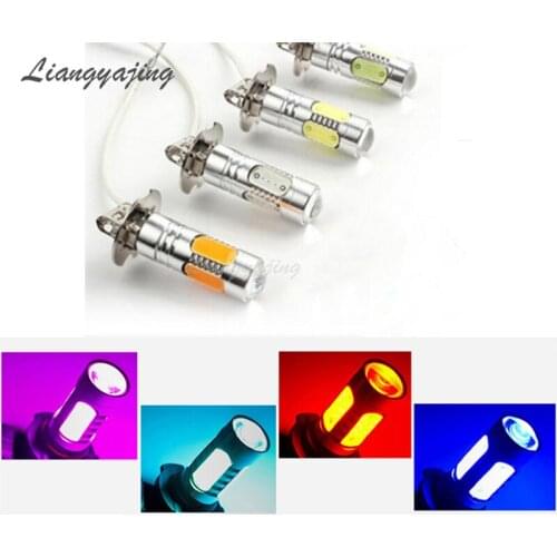 2pcs H3 LED Car Fog Lamp 7.5W Bulb Daytime Running Light Red Yellow White Blue DC 12V 6000K LED Bulb Auto Fog Light