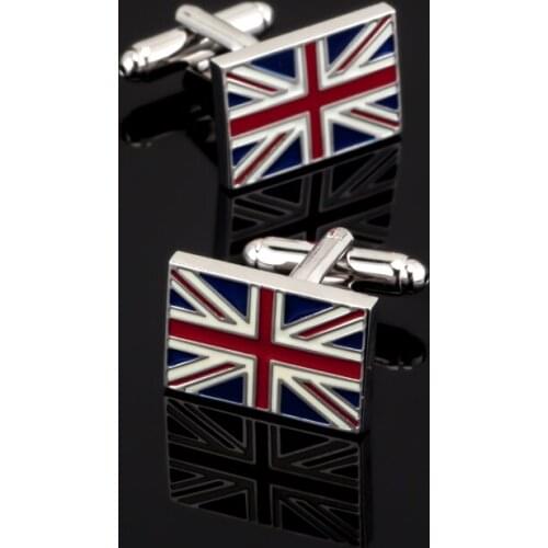 2017 British UK United Kingdom Flag Wedding Groom Men Party Business Silvery Gift Cufflinks Shirt Suit Cuff Links