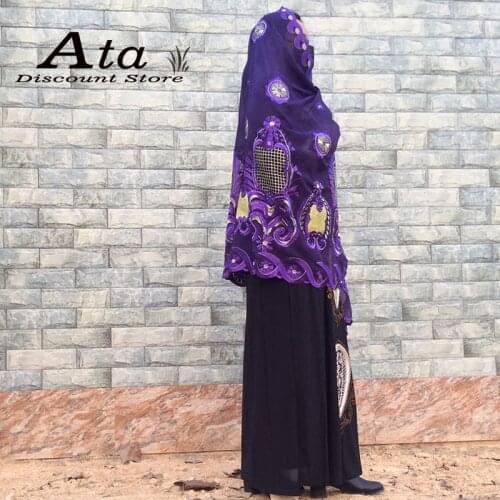 2021New Africa Hijab Scarfs Embroidery Hot Drilling Big Scarves Headscarf Turkush Islam Cotton Scarf For Muslim Women Ramadan